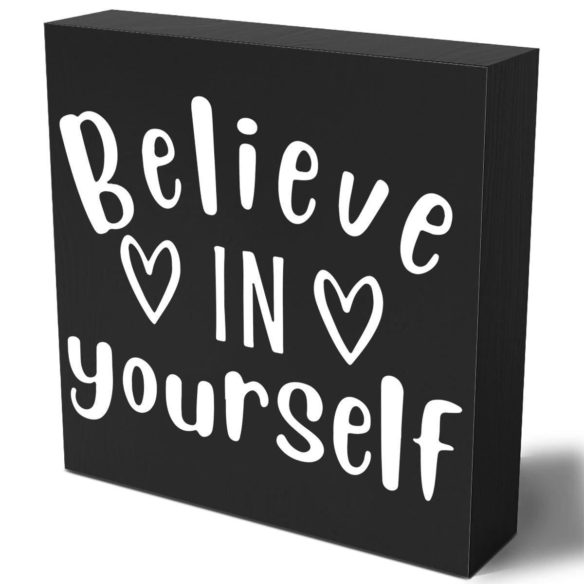 

1pc, Believe In Yourself Inspirational Office Decorations For Work Farmhouse Office Decor Wood Block Wooden Box Sign For Home Gym Bedroom Living Room School Classroom Shelf Table Desk Decorations