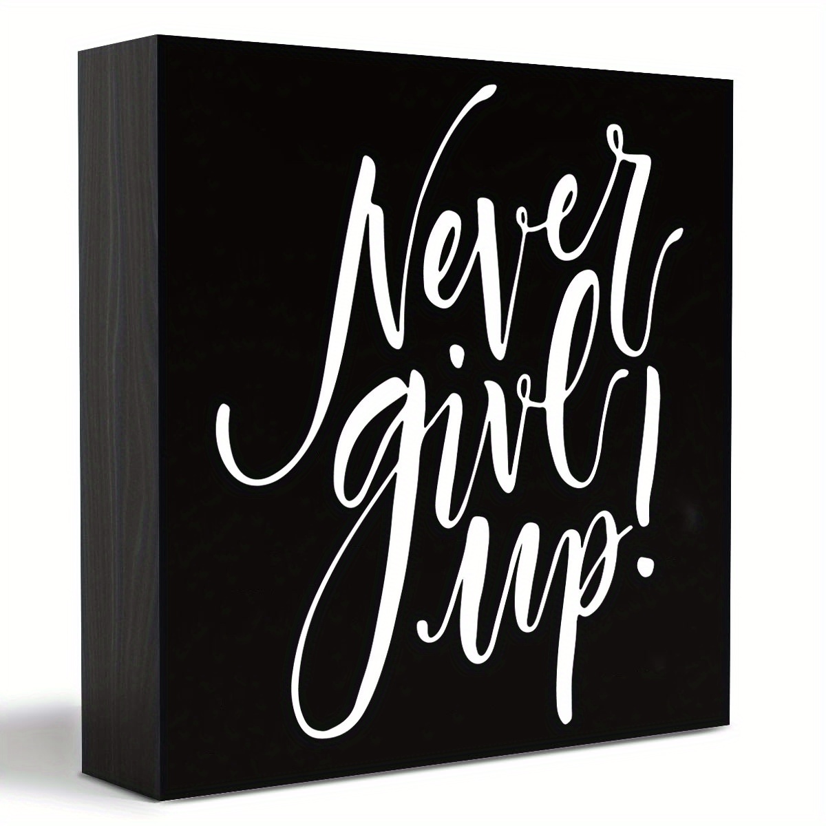 

1pc Never Give Up Artwork Wood Box Sign Rustic Farmhouse Style Wood Block Plaque 5 X 5 Inches Home Living Room Desk Sign Decor For Presents