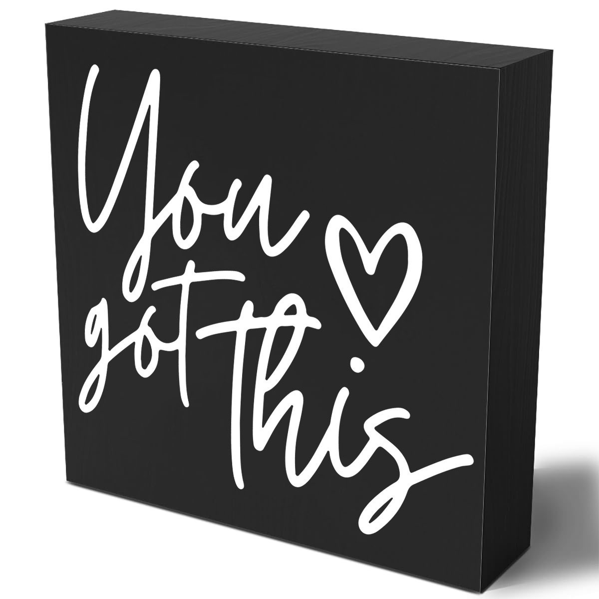 TEMU 1pc "" Motivational Desk Decor - Elegant Black & White Inspirational Sign With Heart Accent, Artificial Wood Booster For Home, Office, Gym,
