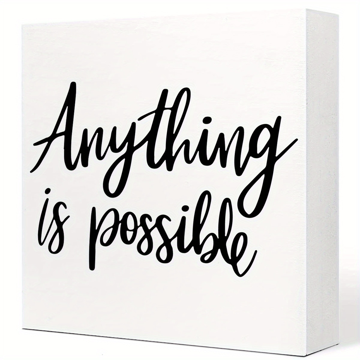 

1pc, Anything Is Possible Inspirational Office Decorations For Work Farmhouse Office Decor Wood Block Wooden Box Sign For Home Gym Bedroom Living Room School Classroom Shelf Table Desk Decorations