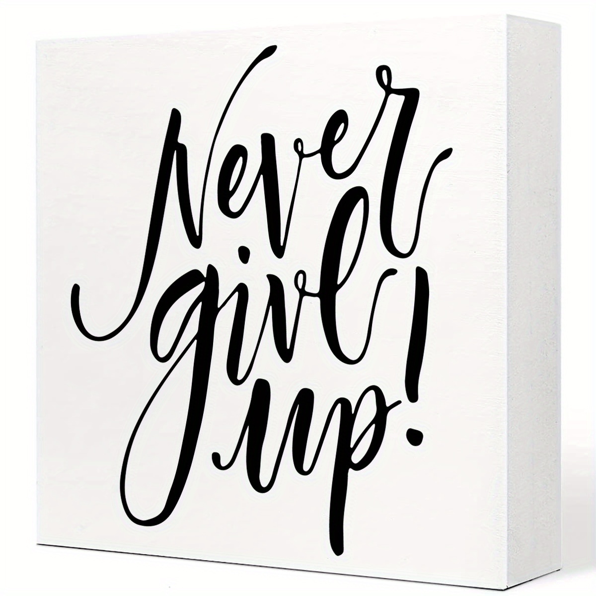 

1pc, Never Give Up Artwork Wood Box Sign Rustic Farmhouse Style Wood Block Plaque 5 X 5 Inches Home Living Room Desk Sign Decor For Presents