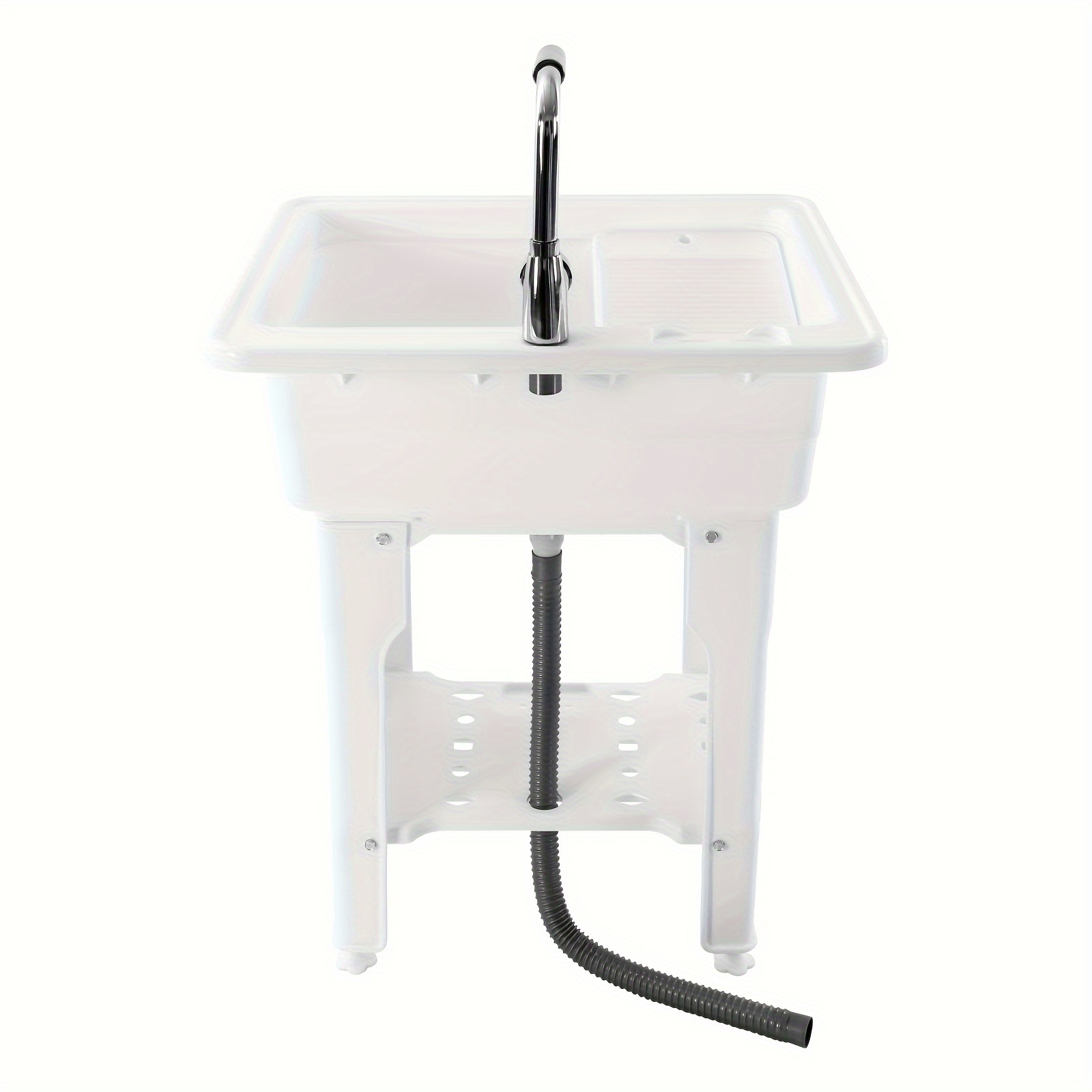 

1pc Laundry Utility Sink, Freestanding Outdoor Washing Tub, Wash Station Sink & Faucet