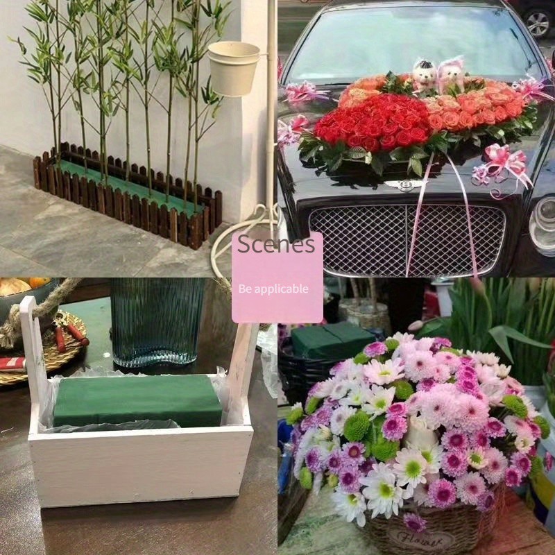 

1pc Square Round Flower Mud Green Flower Arrangement Mud Flower Mud Flower Basket Bouquet Packaging Material Base Absorbent Sponge Foam