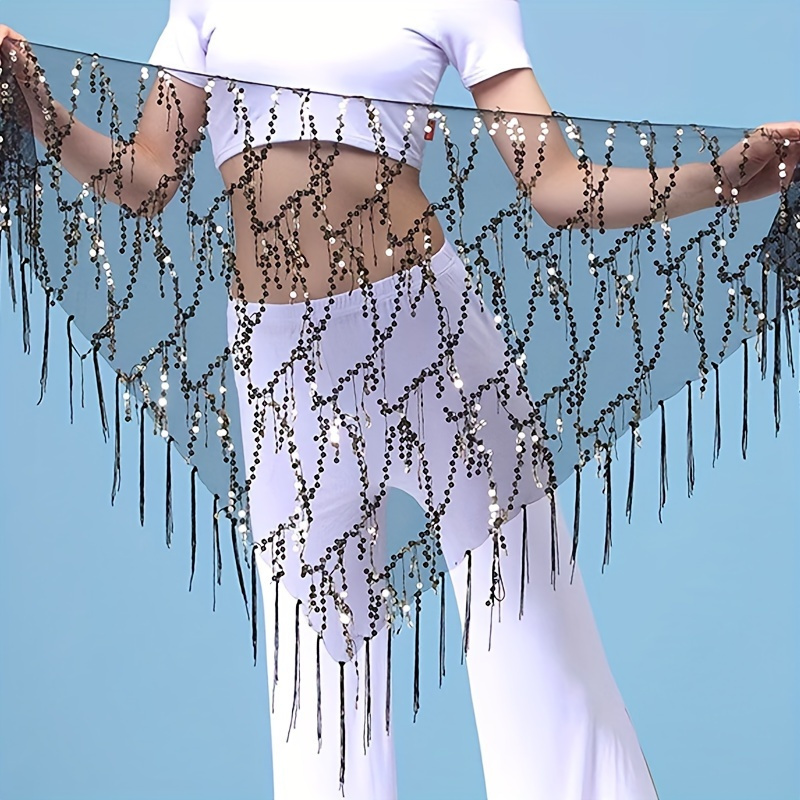 

1pc Tassel Belly Dance Waist Chain With Triangle Scarf Skirt Waist Chain Hip Scarf For Women