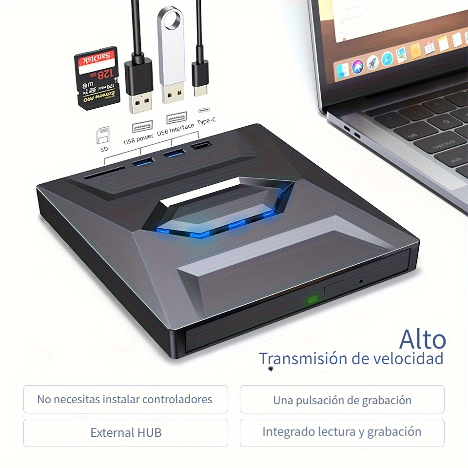 Unidad Óptica Dvd Externa Usb2.0 Cd/dvd rom Reproductor Cd - Temu 