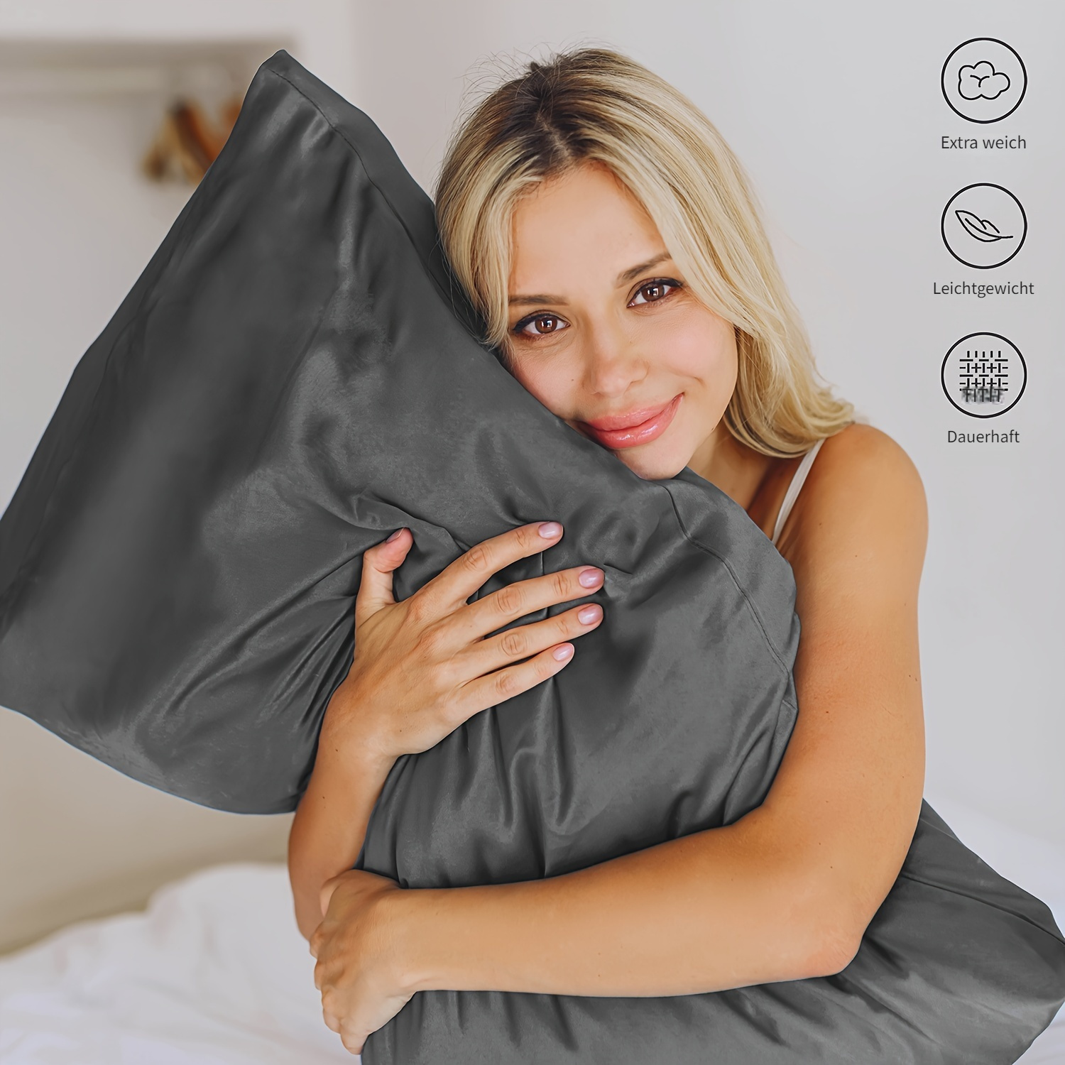   polyester ultra fine microfiber solid color brushed fabric pillowcases for   set of 2 details 0