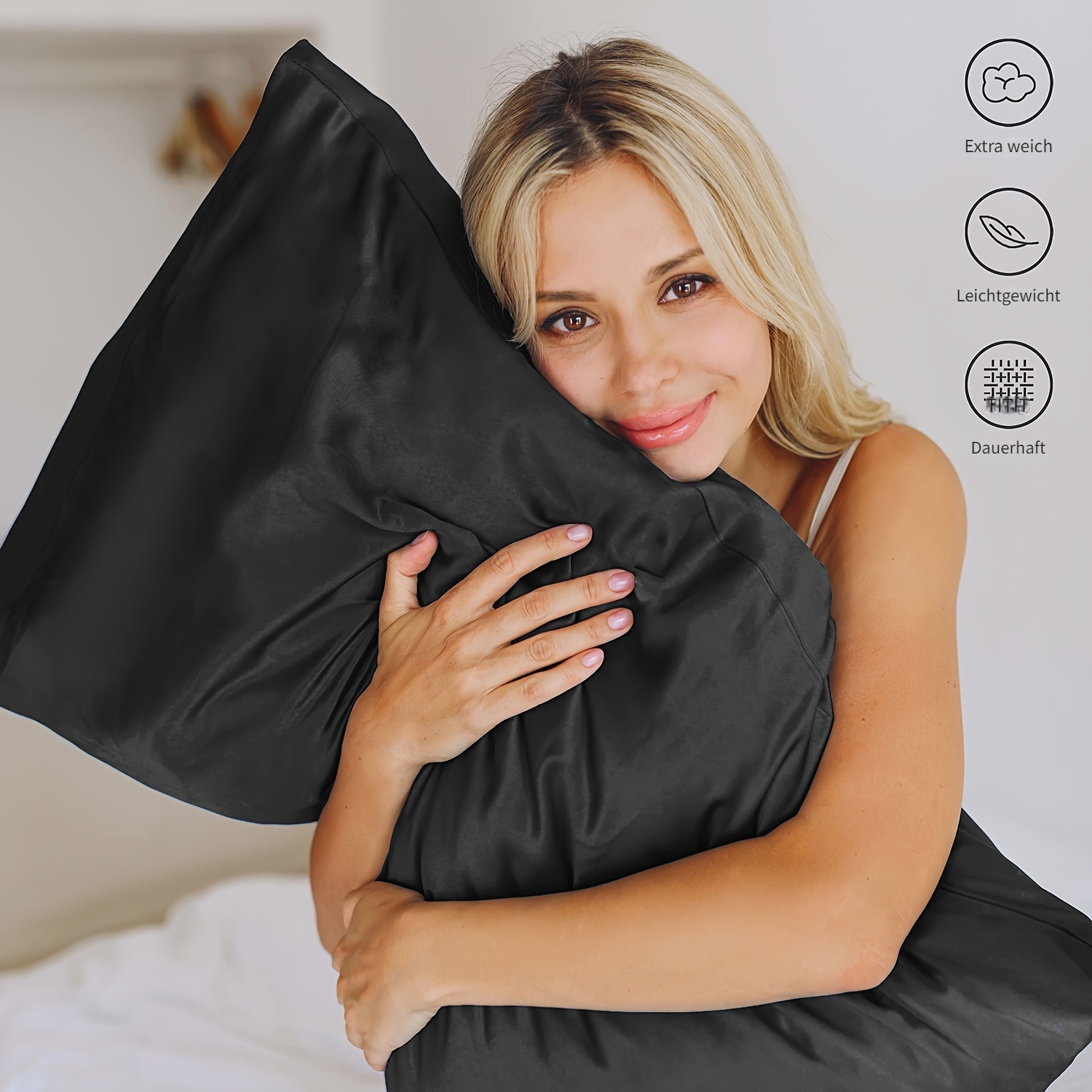   polyester ultra fine microfiber solid color brushed fabric pillowcases for   set of 2 details 4