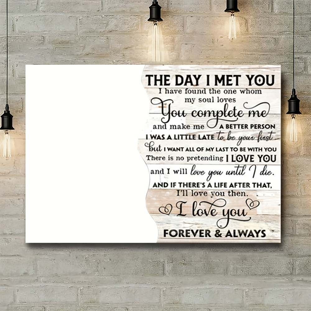 

1pc (custom) The Day I Met You Custom Photo Canvas For Her For Him, Valentine Canvas, Couple Lovers Wall Art, Valentine Home Decor Wooden Framed 11.8x15.7 Inch Eid Al-adha Mubarak