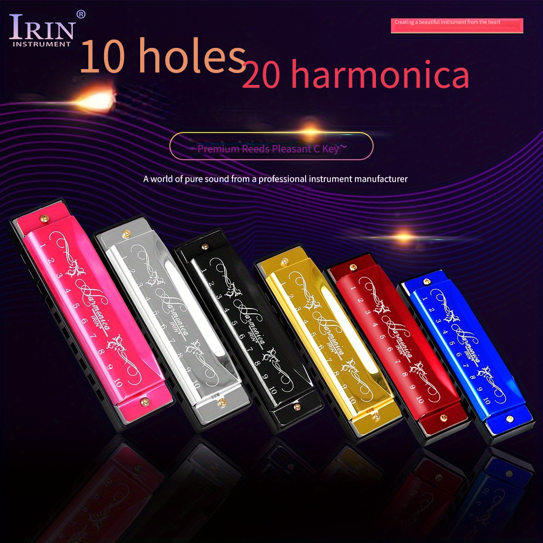 

Irin New 10-hole 20-tone Colorful C Harmonica Built-in Premium Sounding Reeds, Accurate Accuracy Plus Uncommon Look, Let Playing Music Also Become A Enjoyment Eid Al-adha Mubarak