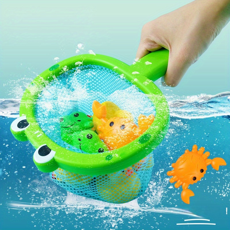 

1set Bath Toys, Fishing Net Water Playing Animals, Bathroom Toys For Boys And Girls