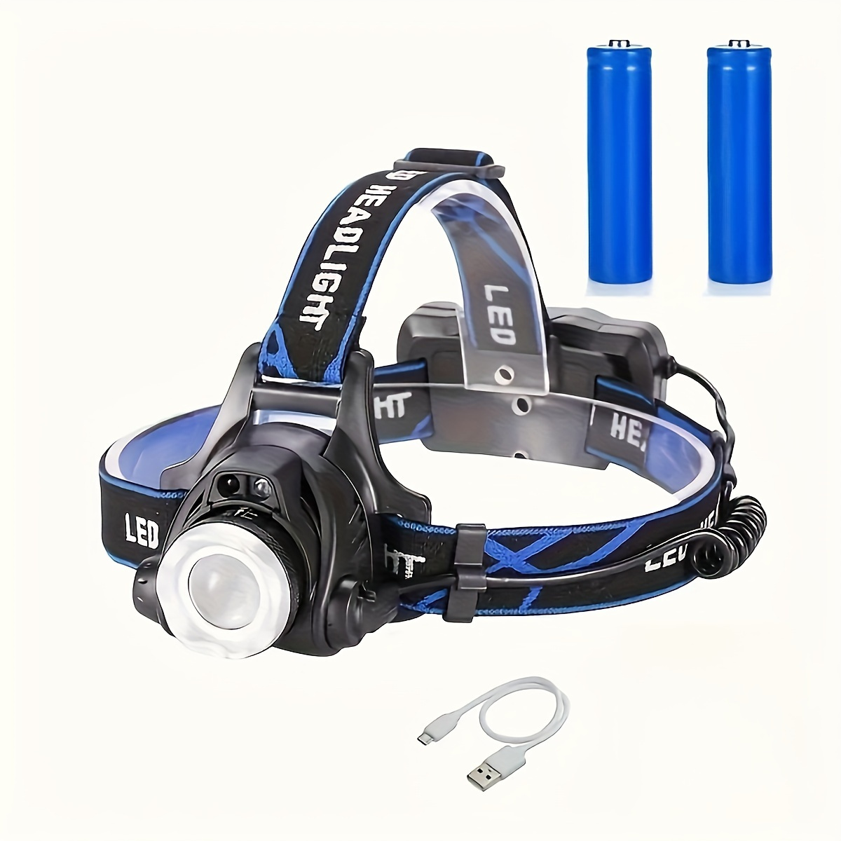 

1pc Rechargeable Headlight, Brightness Zoom Led Headlight, Motion Sensor, Headband Light With 3 Modes And Adjustable Headband, Ideal For Outdoor Camping, Running, Climbing