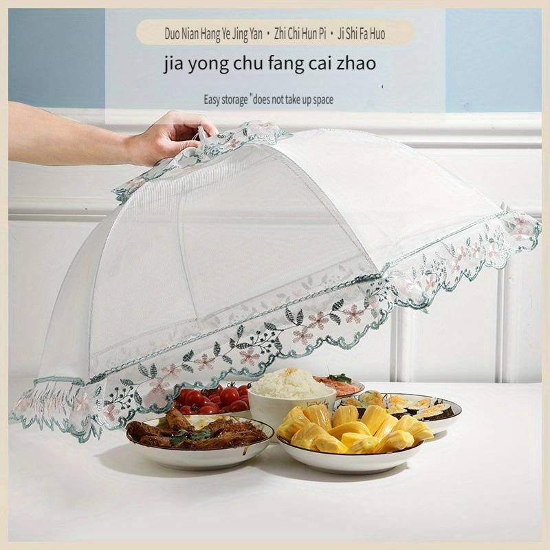 

Large Capacity Foldable Food Cover With Floral - Kitchen And Dining Table Use