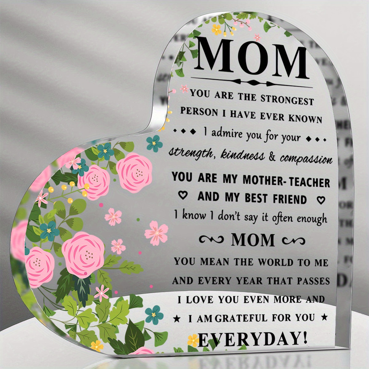 TEMU 1pc Birthday Gifts For Mom - Heart Acrylic Plaque Mom Present - Cool Mom Presents From Daughter, Son, Dad - Mom Birthday Gift, Christmas