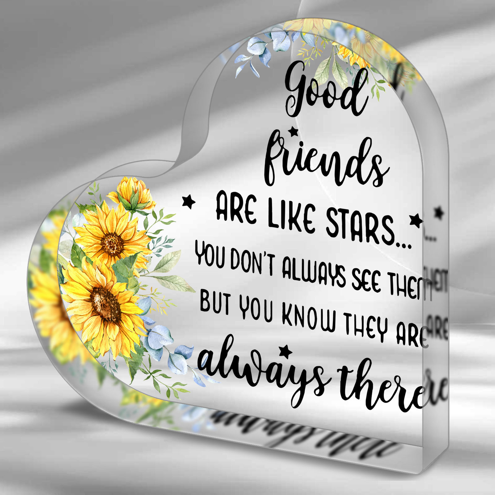 TEMU 1pc Friend Birthday Gifts Are Like Gifts Acrylic Heart True Friendship Sunflowers Plaque Gifts Friends Keepsake Gifts For Women Sister