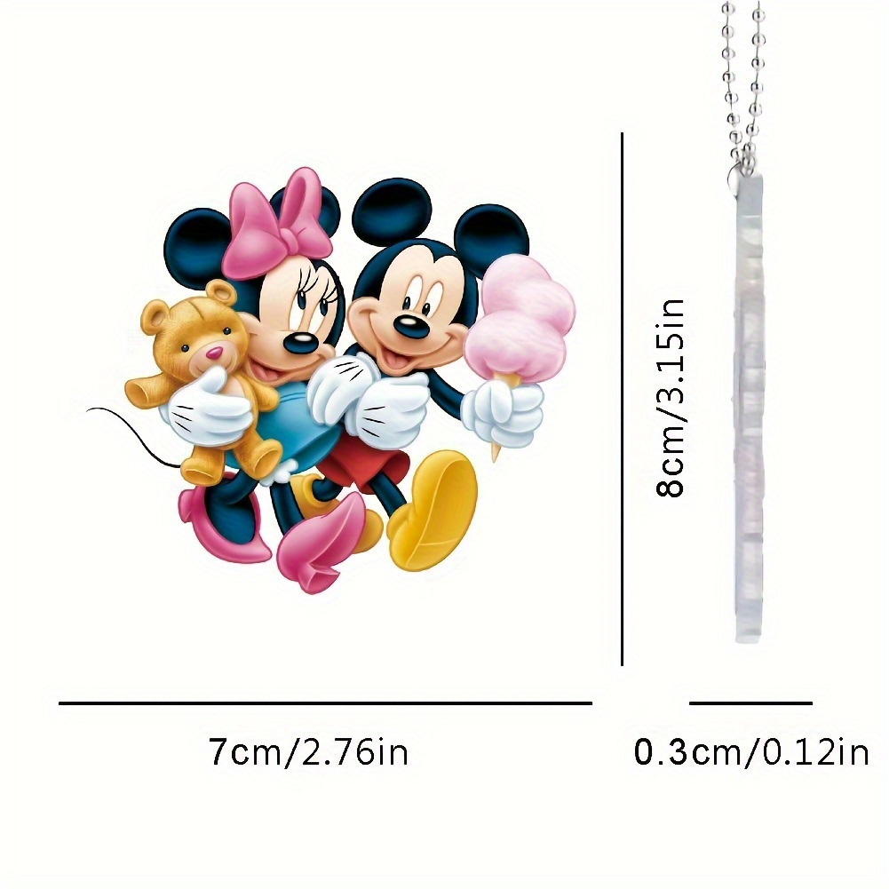 

1pc Mickey And Minnie Cartoon Pendant, Cartoon Art, 2d Acrylic Car Rearview Mirror Pendant, Keychain Bag Decoration, Gift For Friends.