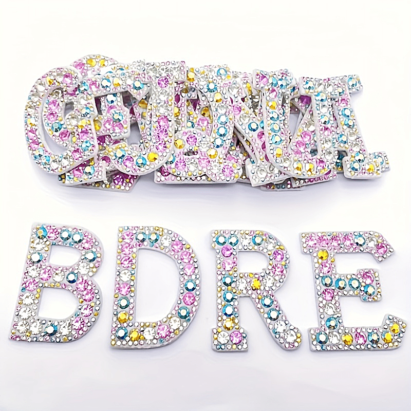 

26pcs/pack A-z Mixed Color Rhinestone Alphabet Letters, 3d Iron-on Patches, Badges For Hats, Jeans, Diy Crafts, Clothing Decorative Accessories, Sparkling Embellishments