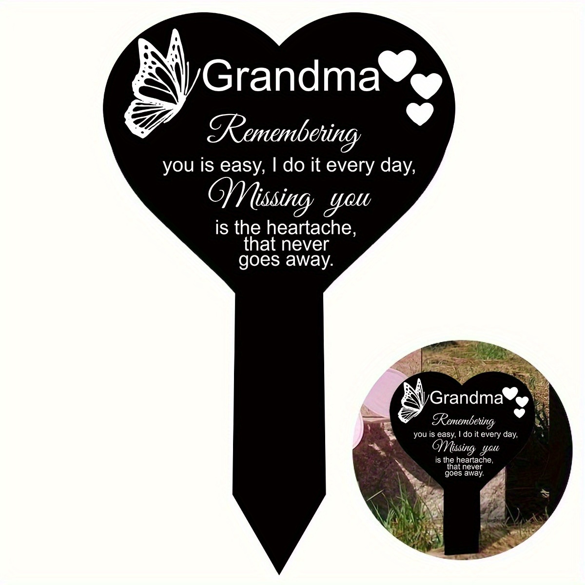 

Grandma Memorial Acrylic Garden Stake - Waterproof, Sunshade Graveyard Sign With Clip For Outdoor Yard & Cemetery Decor