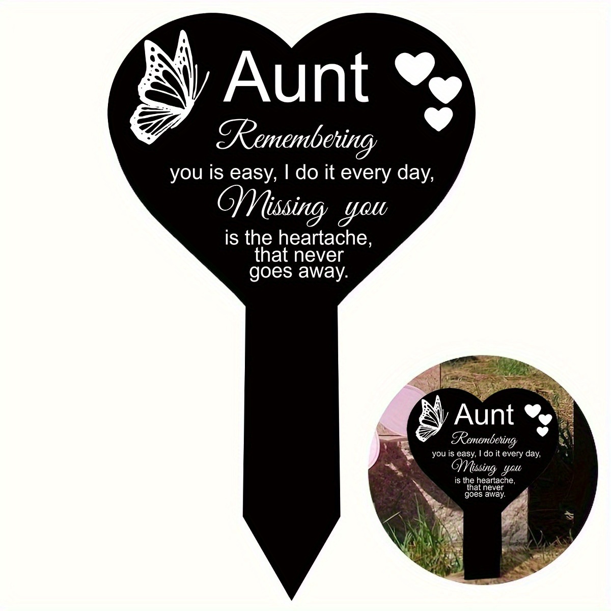 

Waterproof Acrylic Memorial Aunt Plaque Stake, 1pc - Sympathy Graveyard Decoration For Cemetery Memorial Garden, Suitable For Holidays, Headstone, Garden Cemetery Decoration