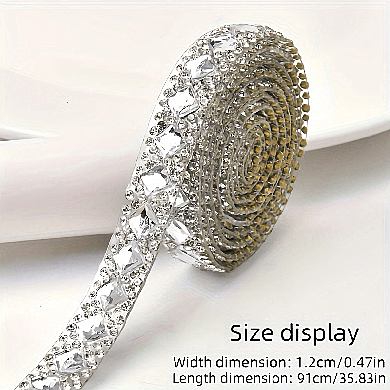 Size Packaging Self-adhesive Glass Crystal Rhinestone Stickers With Satin Ribbon Decoration Shiny Strass Tape Craft Gift Stickers Additions Clothing Shoes And Hats Decoration