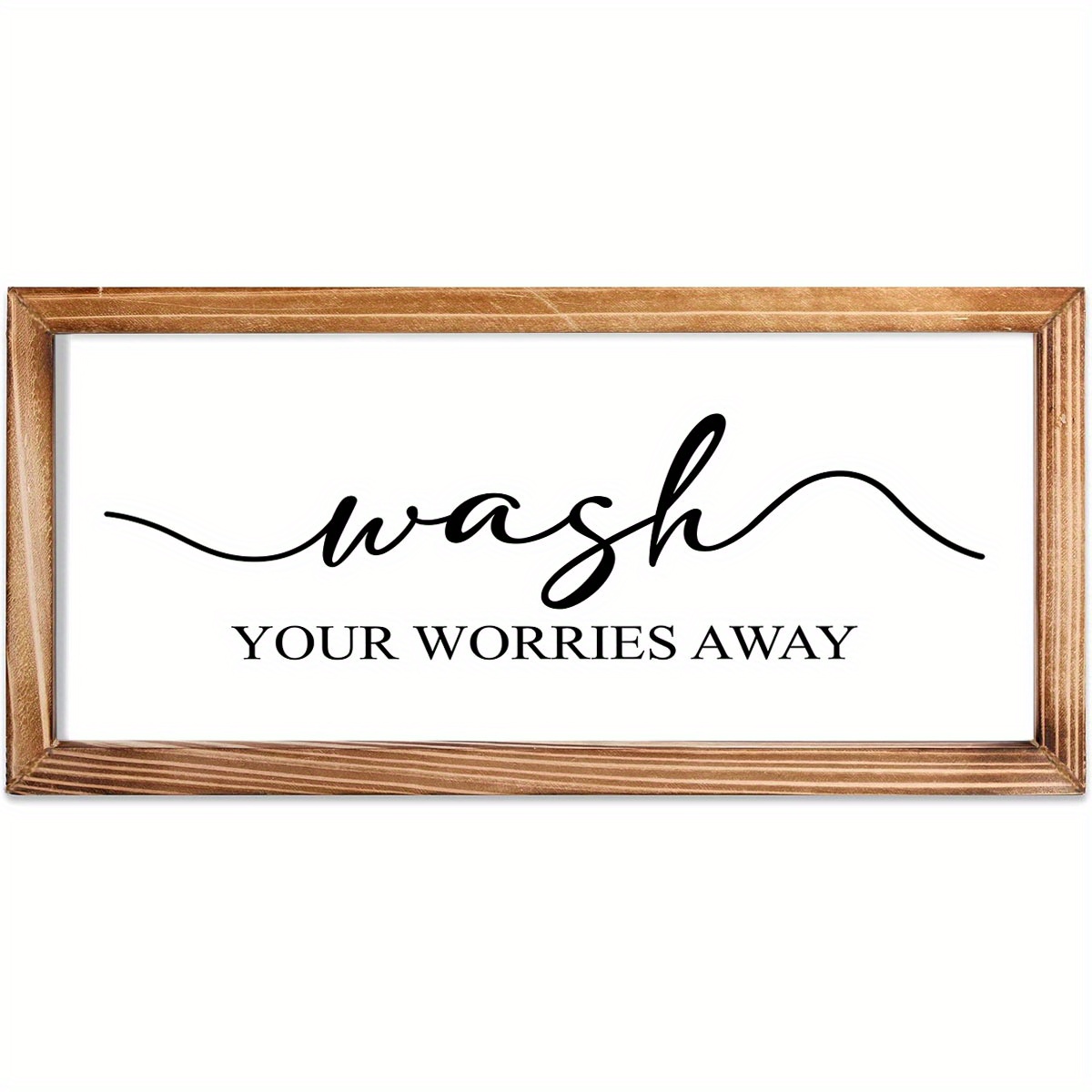 

1pc Wash Your Worries Away Signs Sayings Lettering Wooden Wall Sign Rustic Wall Art Hanging Farmhouse Decoration Plaque For Laundry Room Bathroom Bedroom Home Housewarming Gift