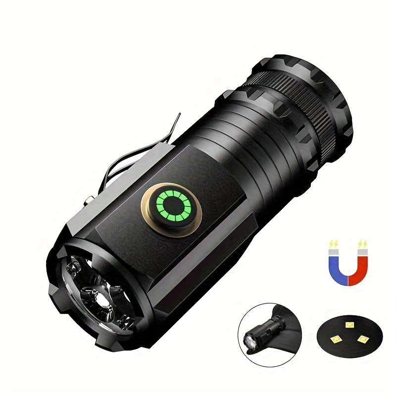 

1pc Powerful 2000lm Led Flashlight, Usb Rechargeable, 5 Modes, Waterproof & Lightweight, Perfect For Camping, Hiking, And Emergencies