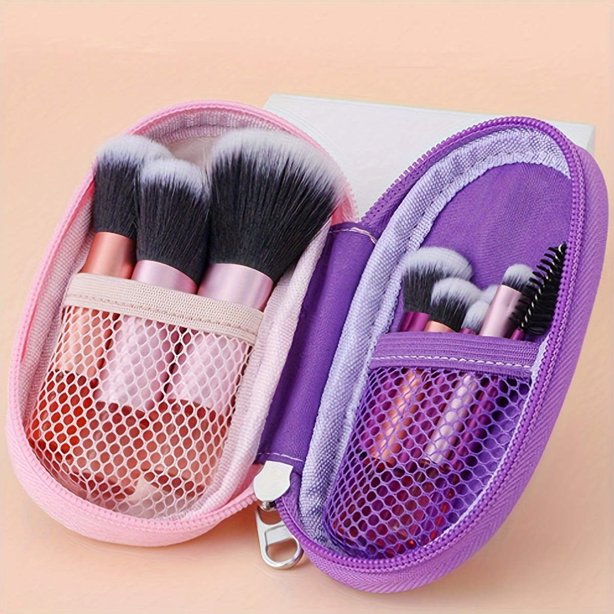 

10-piece Classic Makeup Brush Set, Travel-friendly Cosmetic Brushes With Carrying Case, Includes Powder & Eyeshadow Brushes, Portable Beauty Tool Kit For On-the-go Touch-ups