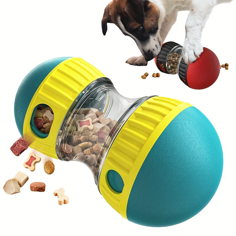 

Tumbler Food Dispensing Dog Toy, Pet Track Rolling Food Ball Toy, Interactive Dog Slow Feeder Dog Chew Ball Toy