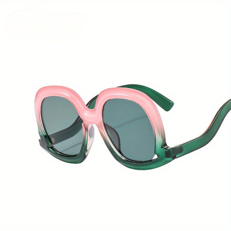 

Unisex Fashion Glasses, Oversized Irregular Frame, Street Style, Casual Eyewear, 56mm Lens Width, Available In Pink/green And Tortoise Patterns