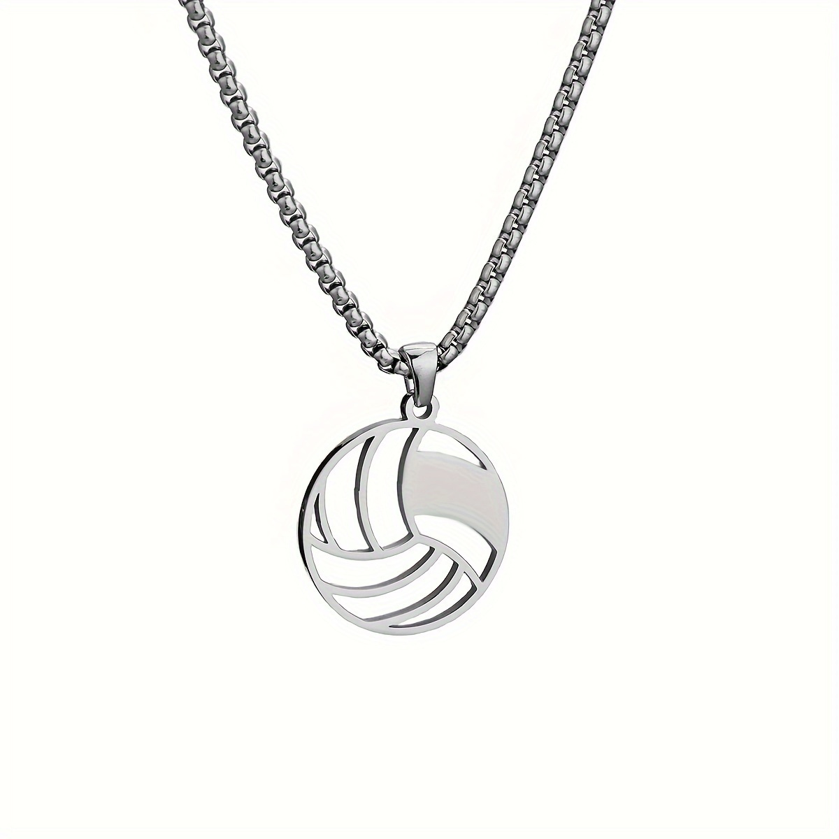 

Personalized Jersey Number Pendant Necklace, Stainless Steel Hollow Volleyball Necklace Gifts For Women & Men, Sporty Jewelry