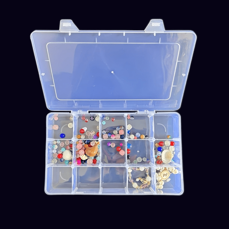 

1pc 15-grid Large Capacity Transparent Plastic Jewelry Box, Earring Storage Box, Hardware Accessories Tool Storage Box