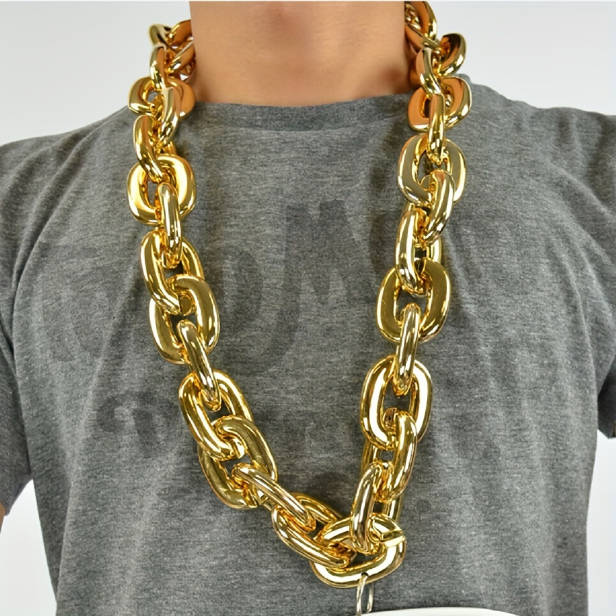 

1pc Hip-hop Style Thick Golden Chain Necklace, For Holiday Party, Decoration Accessories For Men