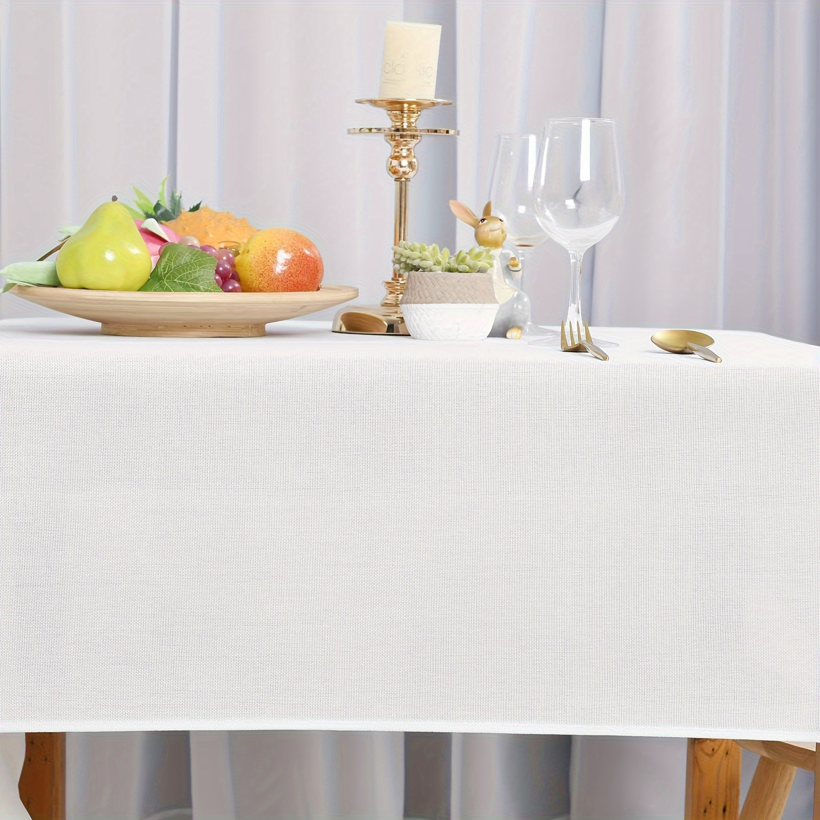 

1pc, Tablecloth, High-quality Nordic Style Table Cloth, Modern And Minimalist Style Dining Table Cover, White Pure Fabric And Polyester Tablecloth, Room Decor