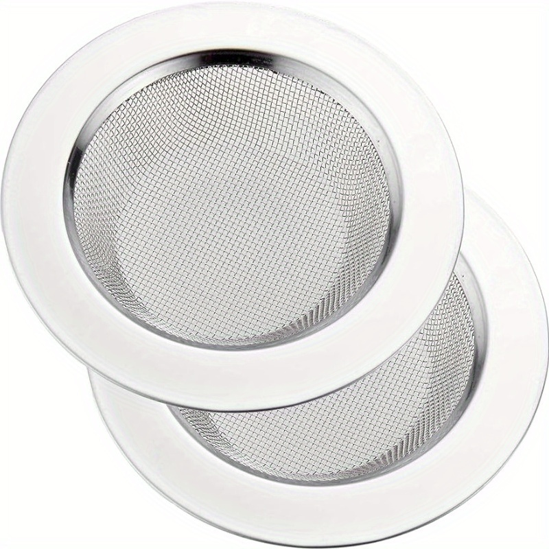 

2pcs Stainless Steel Kitchen Sink Strainers, 4.48" Wide Rim Diameter, Anti-blocking Mesh Drain Filter With 1.18" Depth For Home Sinks, Durable Basin Sieve With Large Opening