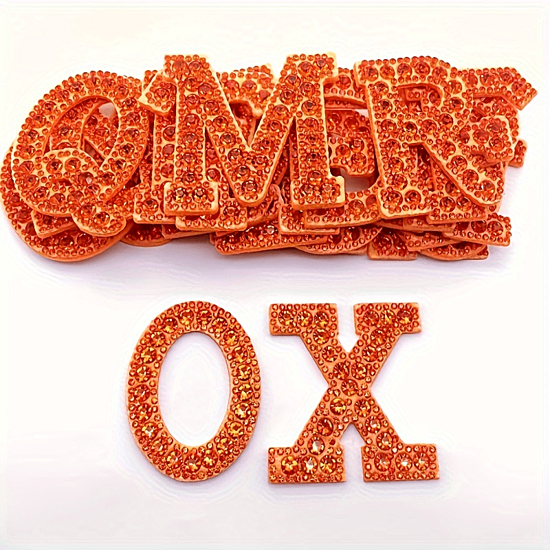 

26 Orange Rhinestone Letter Patches, 3d English Clothing Patches, Iron Patches, English Letters Rhinestone Stickers, Diy Names, Shoes, Hats, Accessories, Decorations