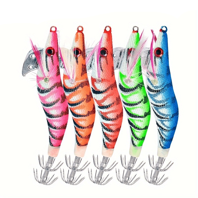 

5pcs/pack Luminous Realistic Shrimp, Hard Artificial Bait, Sea Fishing Squid Jig Lure