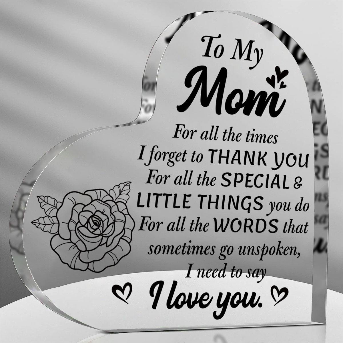 TEMU 2d Flat, Heart-shaped Acrylic Mom Appreciation Plaque With - Thank You Gift For Mother - Ideal For Christmas, Halloween, Thanksgiving, New Year,