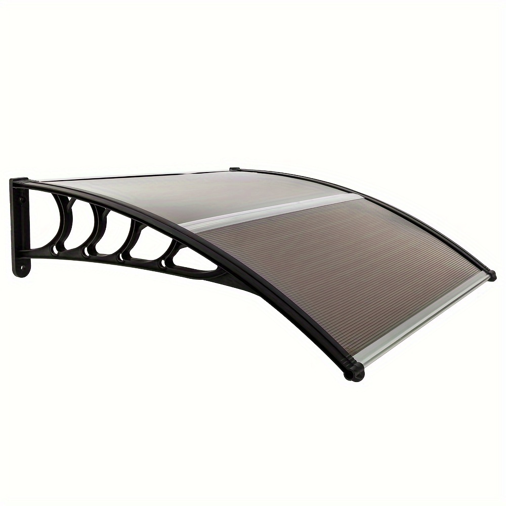 

1pc Door Window Awning Canopy With Plastic Brackets, Sunshade Panel, And Front/back Aluminum Strips, Durable Outdoor Cover, 40 X 38 In (100 X 96 Cm)