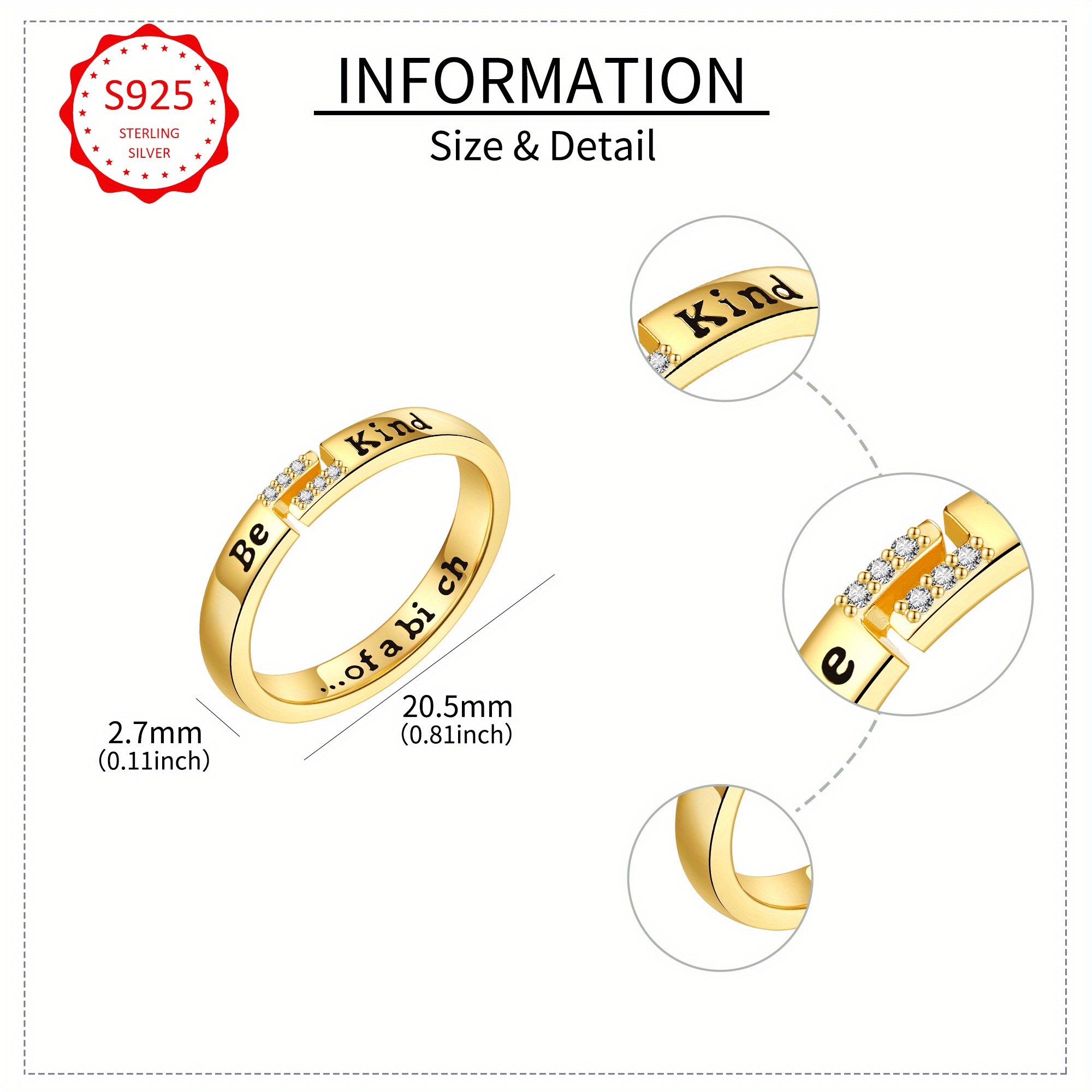 925 Sterling Silver Hidden Message Adjustable Inspirational Friendship Ring