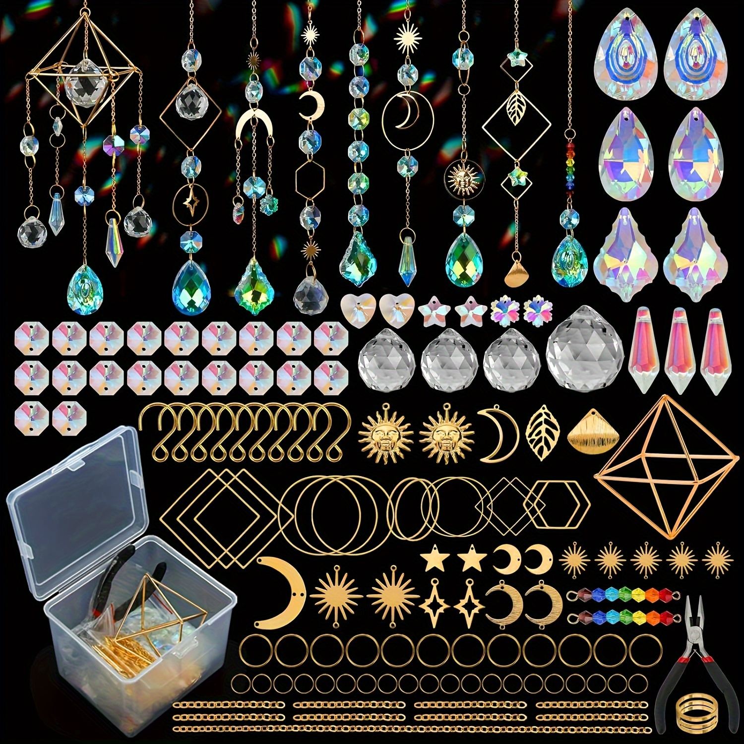 

400-piece Diy Suncatcher Kit With Prisms - Crystal Rainbow Makers For Indoor Windows & Office, Glass Craft Supplies Set With Tools, Perfect For Christmas & Music-themed Decorations