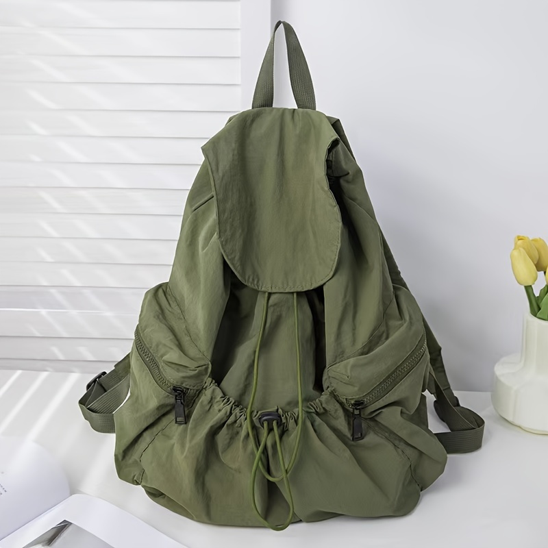 

1pc Fashionable Casual Polyester Women's Backpack - Solid Color, Lightweight, Adjustable Strap, Drawstring Closure, Clamshell Design, Polyester , Painted - Large Capacity For Students And