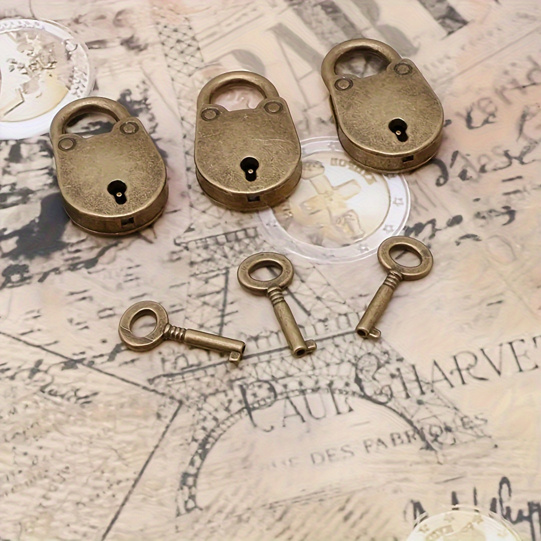 昔の魅力を解き放つ1セット ミニ古いヴィンテージメ と鍵の南京錠 arts