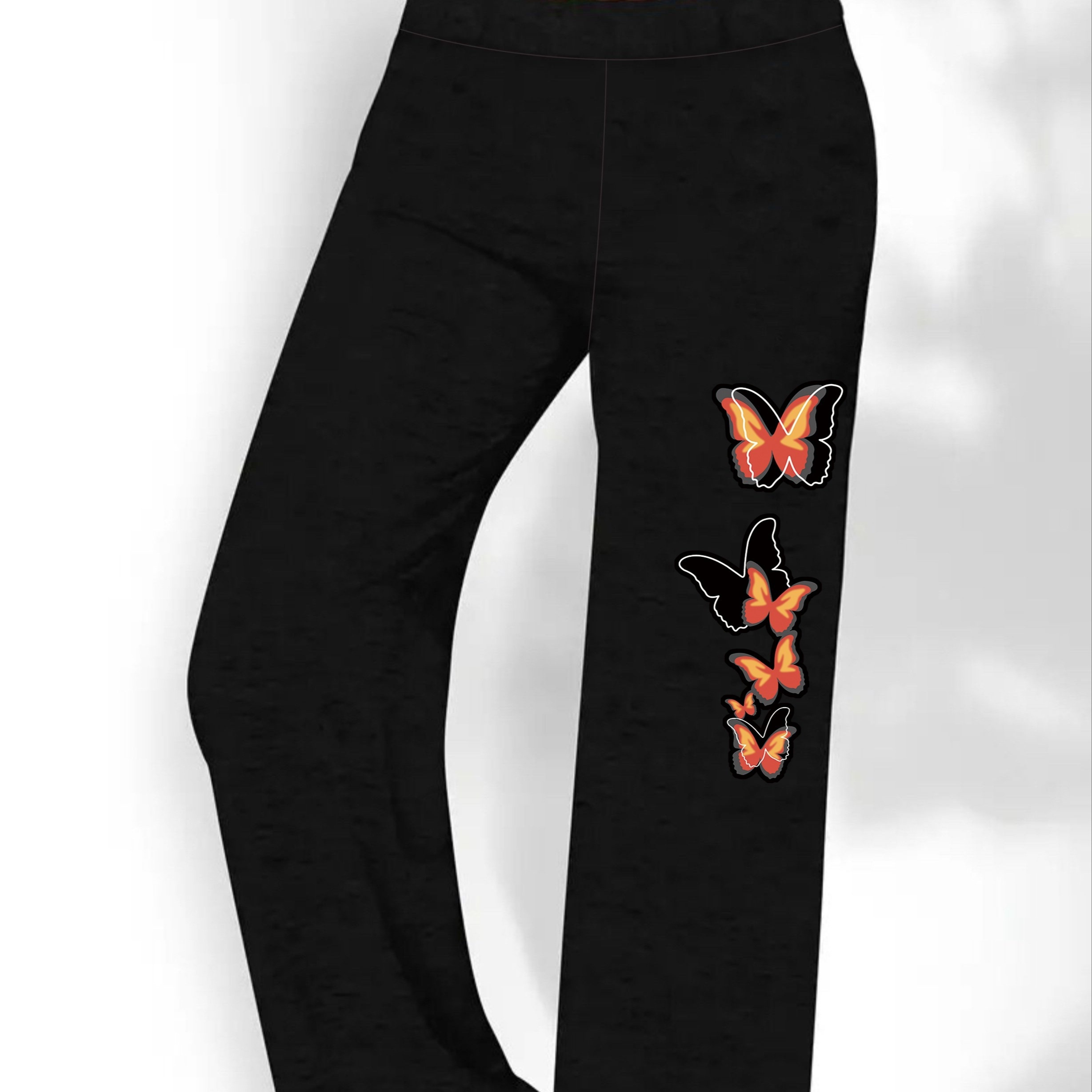 

Butterfly Print Pants, Elastic Waist Casual Pants, Women's Clothing