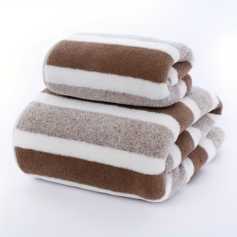 

Luxury Striped Towels – Super Soft Polyester (80%) And Cotton Blend (20%) – Contemporary Style, Oblong Shape – Quick Dry, Ultra Absorbent – Machine Washable Bath & Hair Towels