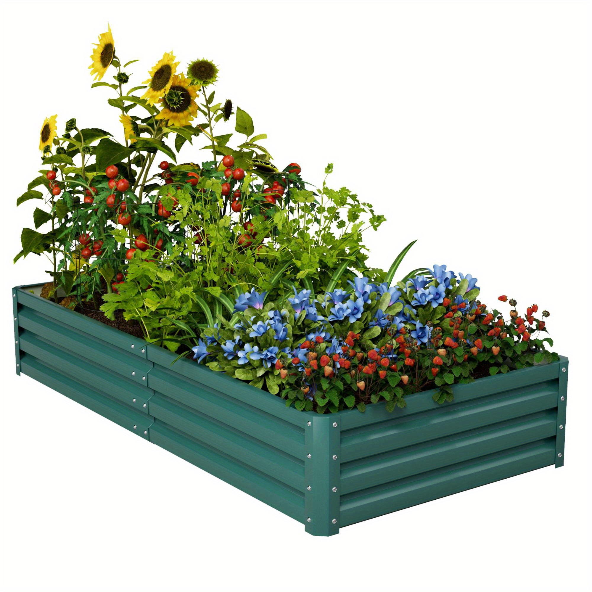 

Raised Garden Bed Kit, Galvanized Planter Raised Garden Boxes Outdoor, Square Large Metal Raised Garden Beds