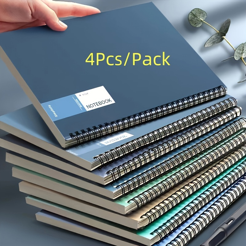 

4 Pack Of A5 Spiral Bound Notebooks - Student & Office With Minimalist Gradient Blue Combo Style