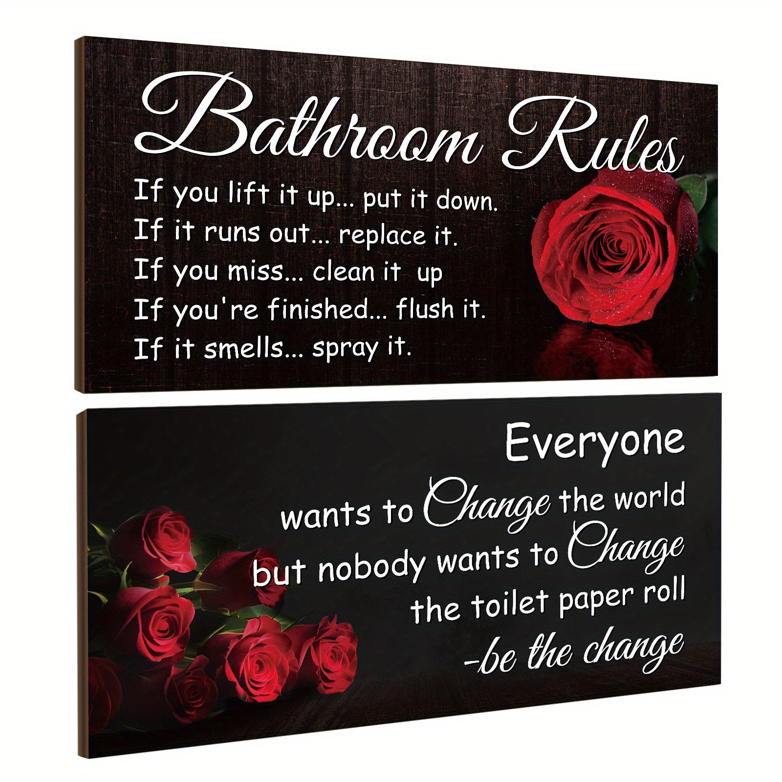 

2pcs Bathroom Rules Decor Bathroom Rules Bathroom Decor Bathroom Accessories Hanging For Bathroom