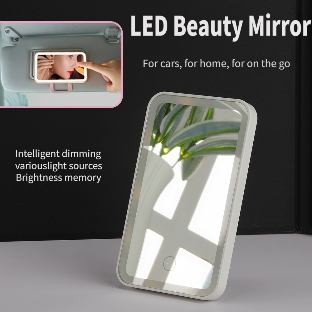 

Rechargeable Travel Makeup Mirror With 20 Led Lights, Portable Lighted Beauty Mirror, 3 Color Lighting, Dimmable Touch Screen