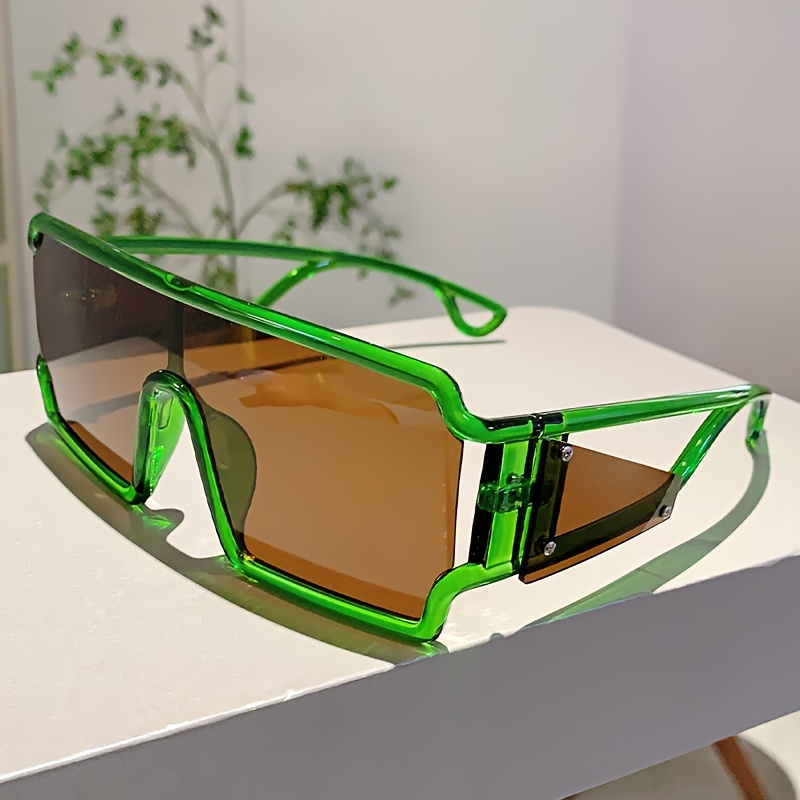 

Oversized One-piece Vintage Square Glasses, Fashionable Unisex Sun Shades For Streetwear, Sporty Style