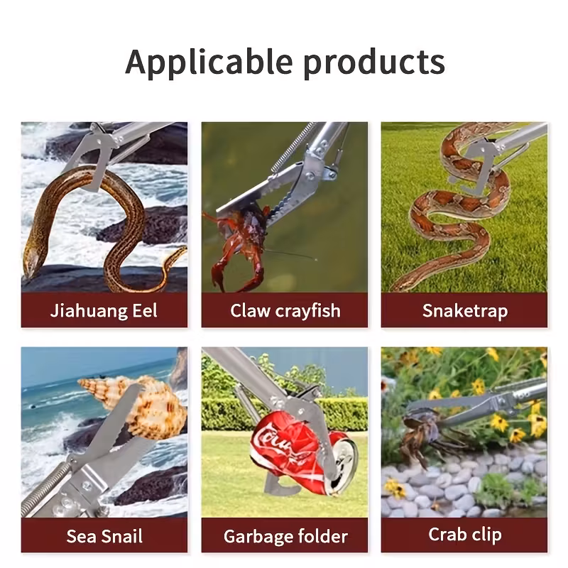 stainless steel snake tongs with lock wide jaw for safe reptile handling ideal for amphibians   multifunctional catching Product details 2
