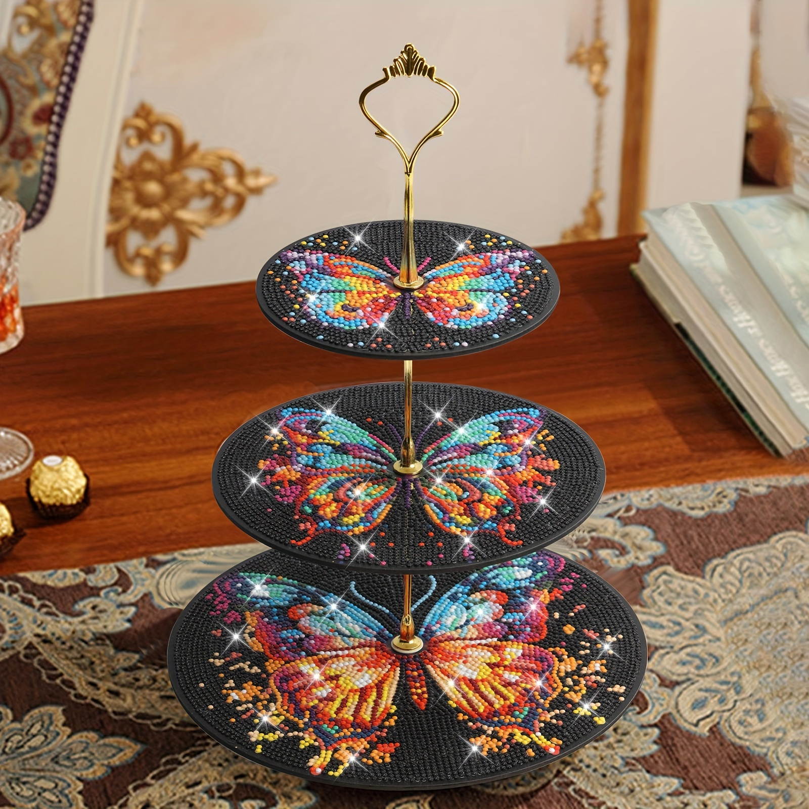 

3- Diamond Art Stand Set For Weddings & - Diy Kit, Wooden Display For , , And Plates